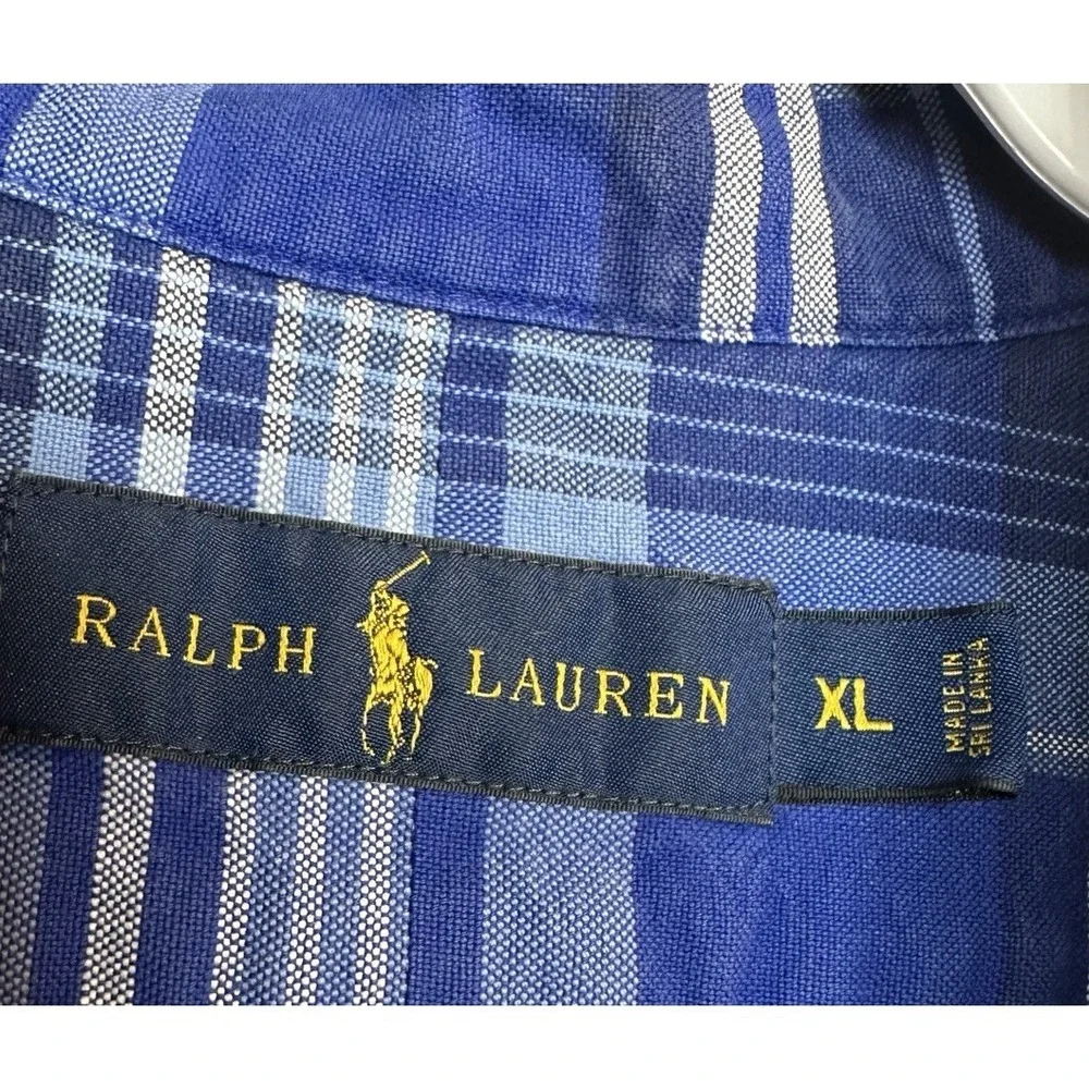 Ralph Lauren Men's XL Classic Fit Shirt Long Sleeve 100%‎ cotton blue plaid